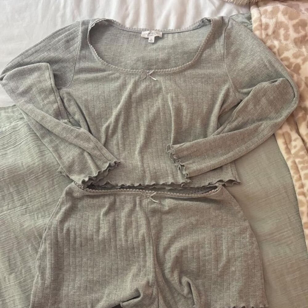 Brandy-melville Women's Grey and Green Pajamas